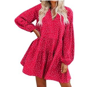 Red White Polka Dot Minnie Disney Bounding Tiered‎ Babydoll Mini Dress XL